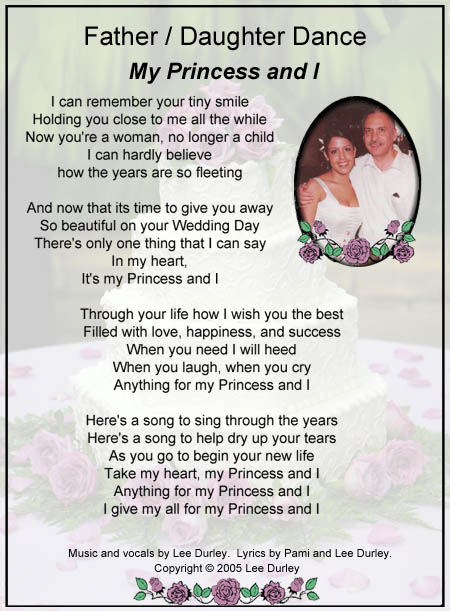 Customized Father Daughter Dance lyric sheet