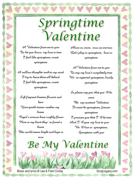 Song Legacy Sample Lyric Sheet for Valentine's Day song