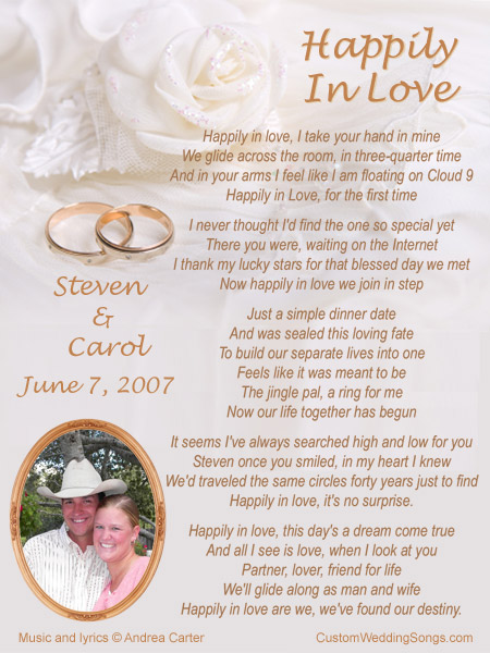 Sample Wedding song lyric sheet