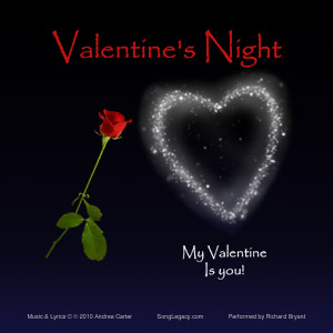 CD cover for original romantic valentine song Valentine's Night, by Andrea Carter