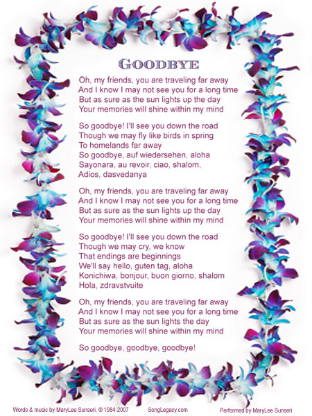 Farewell Celebration Song Goodbye - Original song from Song Legacy