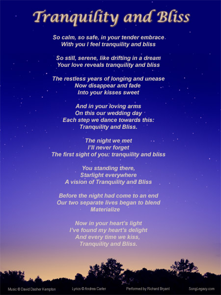 Starry Sky at Dusk lyric sheet with lyrics, Tranquility and Bliss