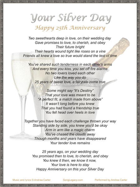 Click to see enlarged 25th anniversary lyric sheet,